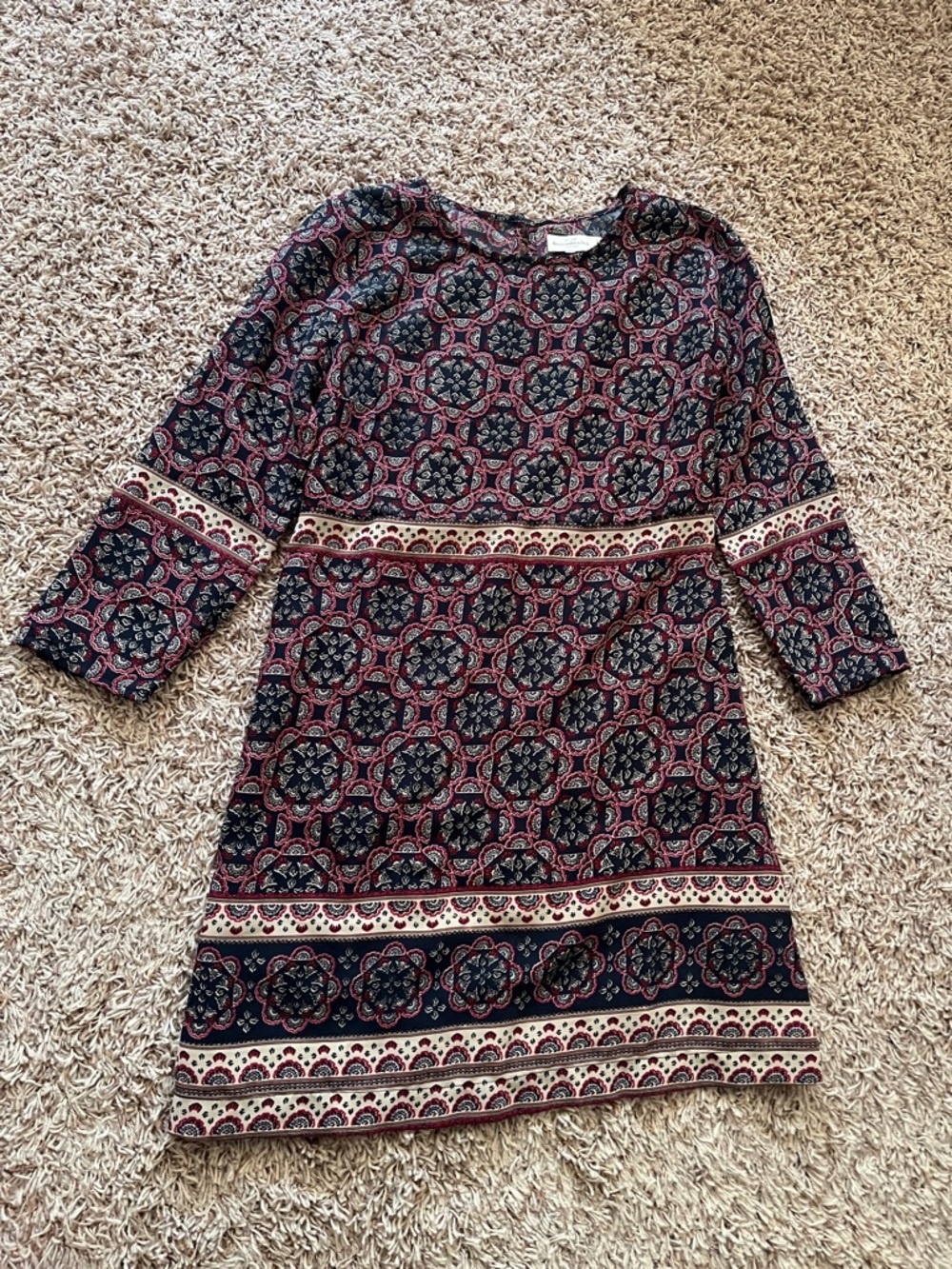 Abercrombie & Fitch Navy and Burgundy Printed Mini Dress